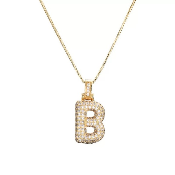 Sparkly bubble shape gold tone Initials letters necklace - Picture 5 of 9
